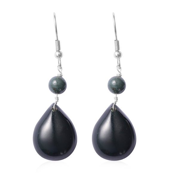 Jewelry - Indian Agate fishhook dangle earrings in stainless steel